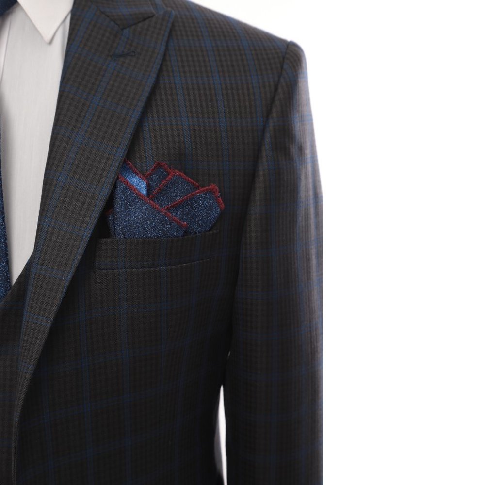 Blue on Black Exquisite Turkish Suit, By Derman Suits